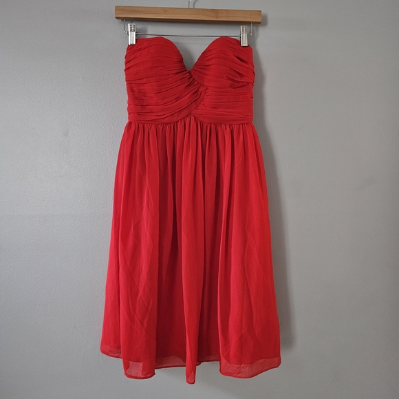 Donna Morgan Vibrant Red Strapless Dress - Picture 1 of 12